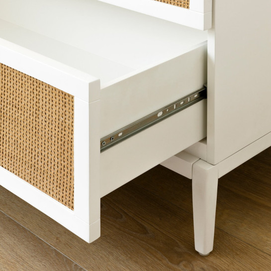 kenay home Cómoda blanca y ratán 3 cajones Outlet