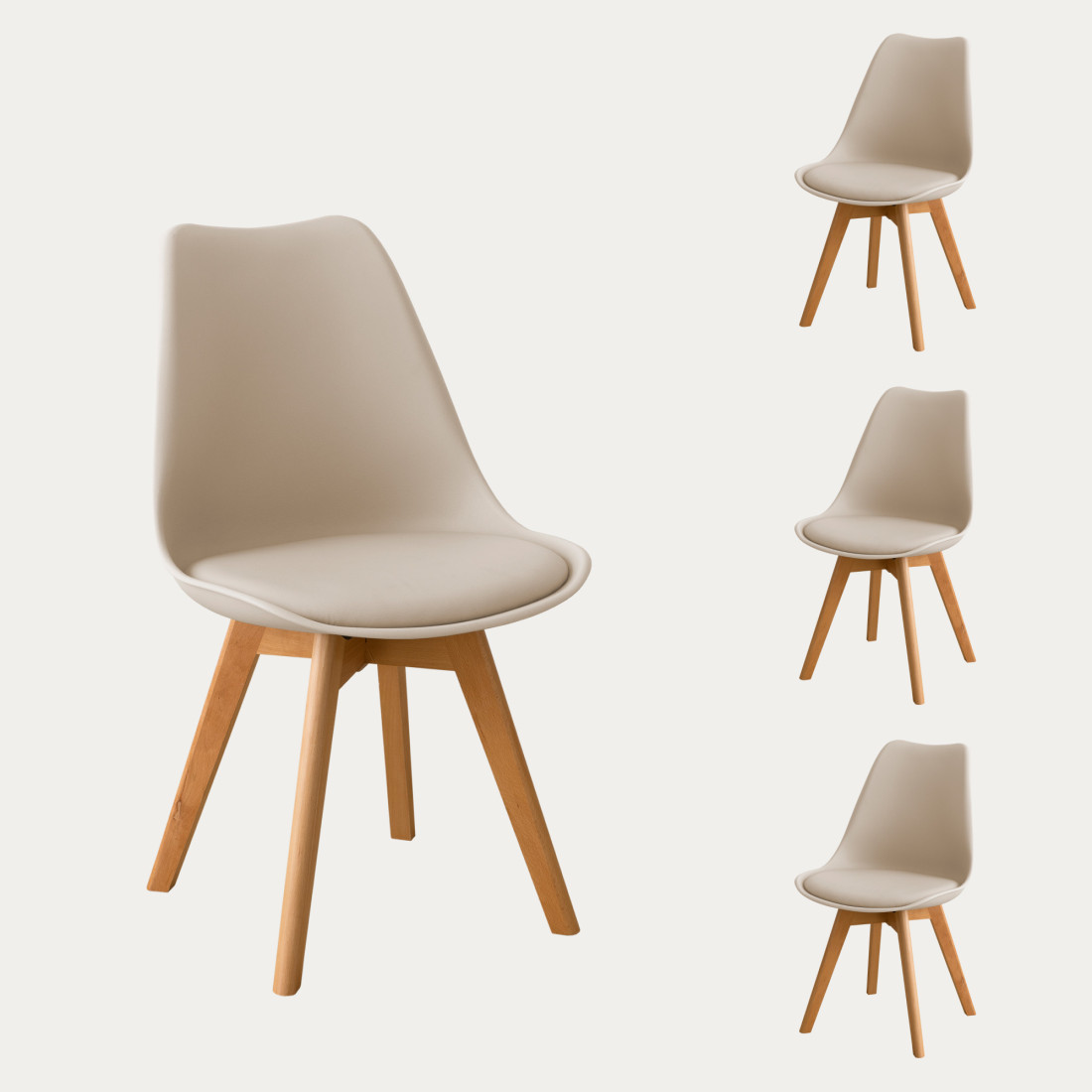 kenay home Pack 4 sillas polipropileno beige Ofertas especiales