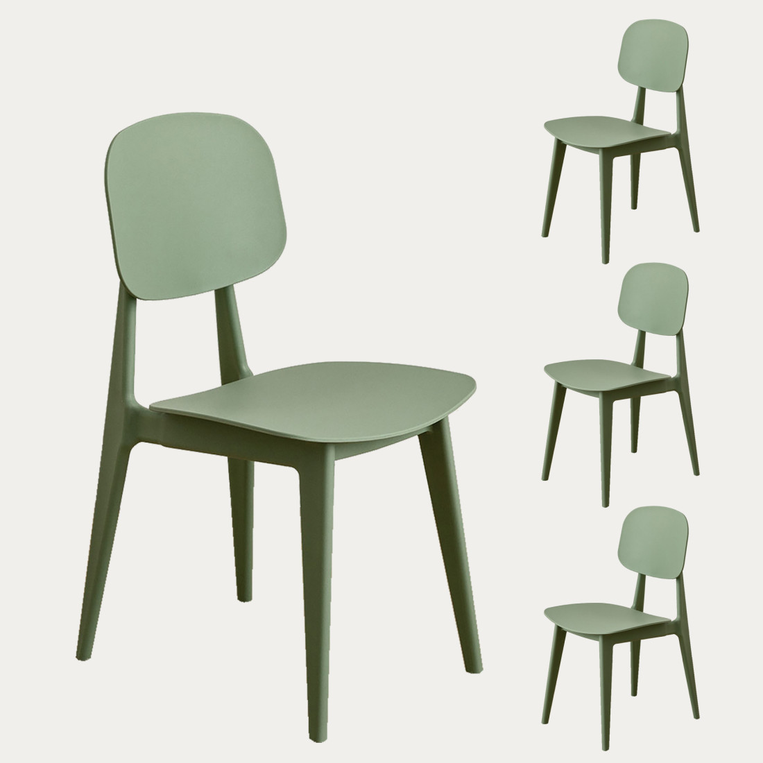 kenay home Pack 4 sillas polipropileno verde