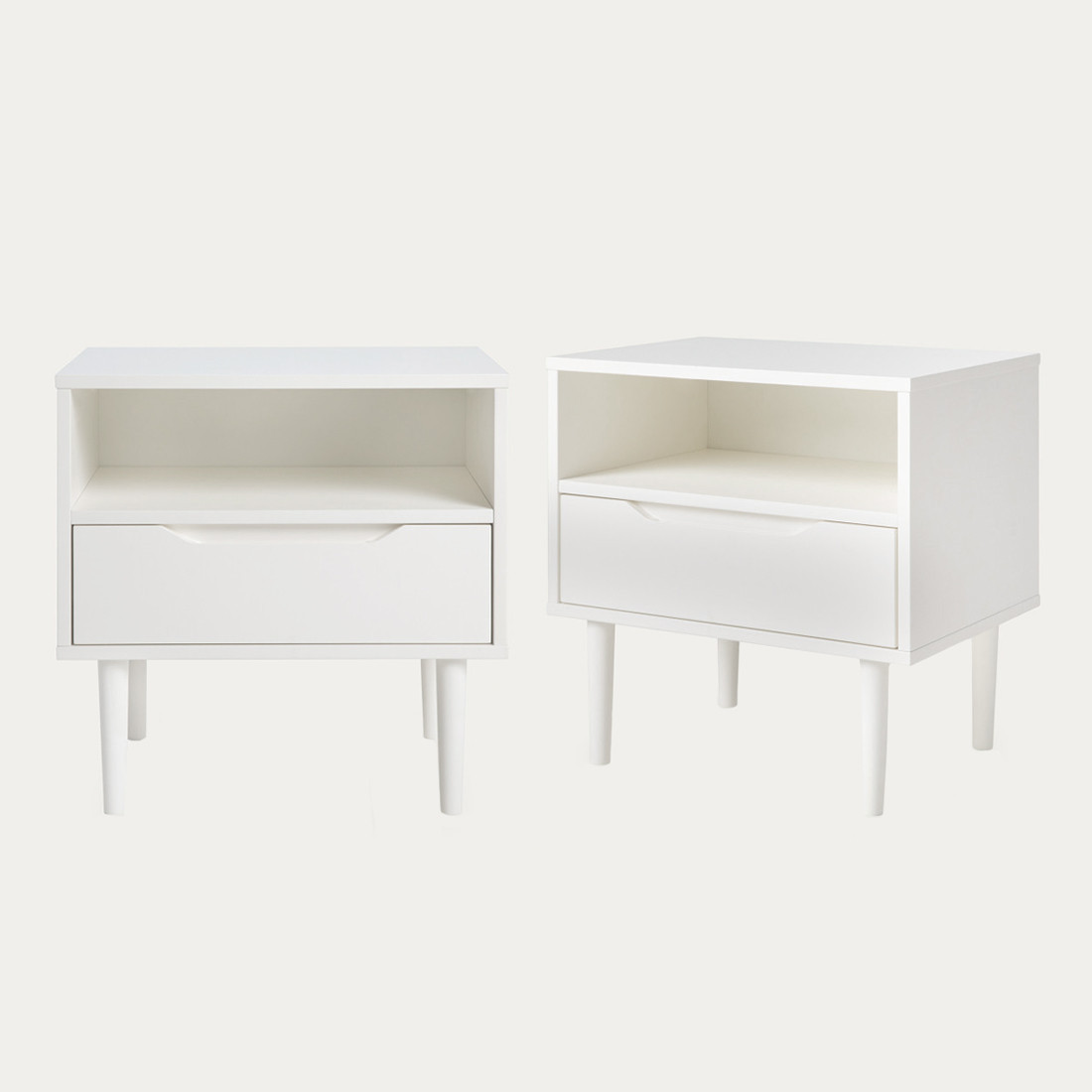 kenay home Pack 2 mesitas de noche blanca 1 cajón