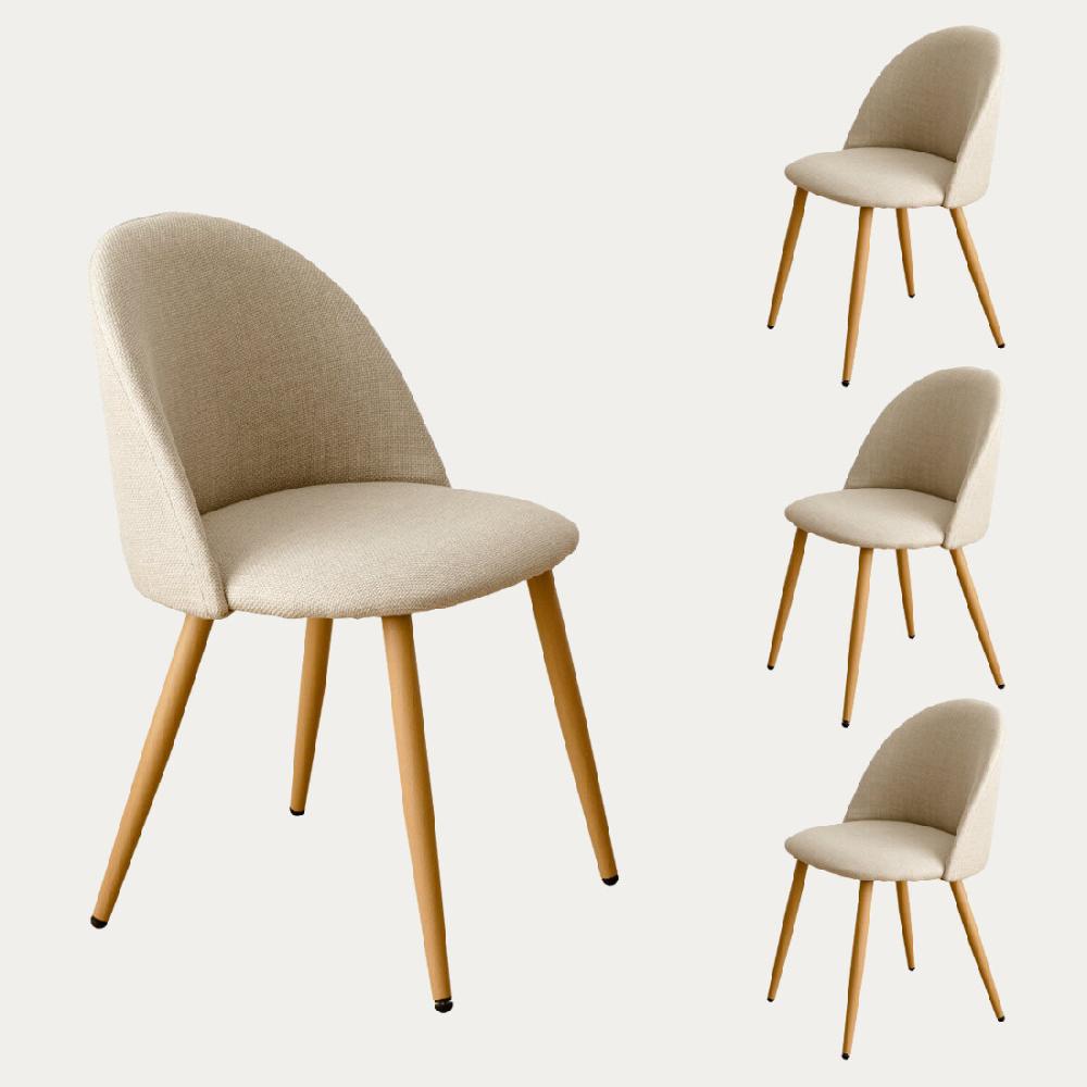 kenay home Pack 4 sillas tapizadas beige Liquidación