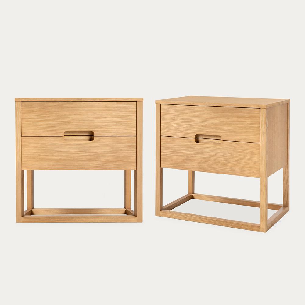 kenay home Pack 2 mesitas de noche roble 2 cajones Rebajas online