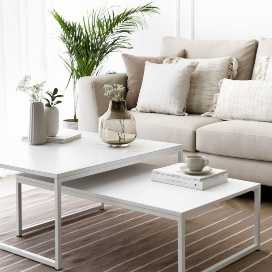 kenay home Mesa de centro cuadrada blanca 90 Oferta especial