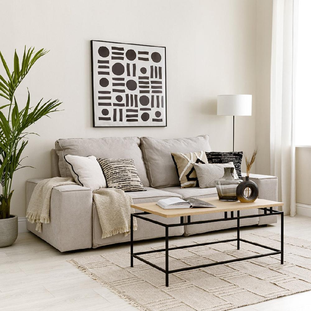 kenay home Mesa de centro rectangular natural y negra 100 ÚLTIMAS EDICIONES