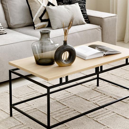kenay home Mesa de centro rectangular natural y negra 100 ÚLTIMAS EDICIONES