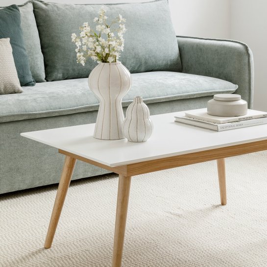 kenay home Mesa de centro elevable rectangular blanca y natural 105 Solo hoy