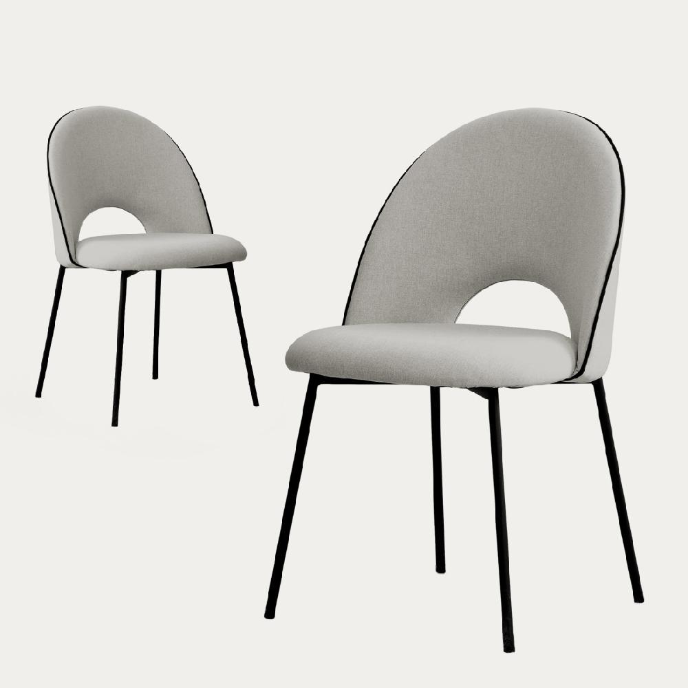 kenay home Pack 2 sillas tapizadas gris ribete negro Outlet online
