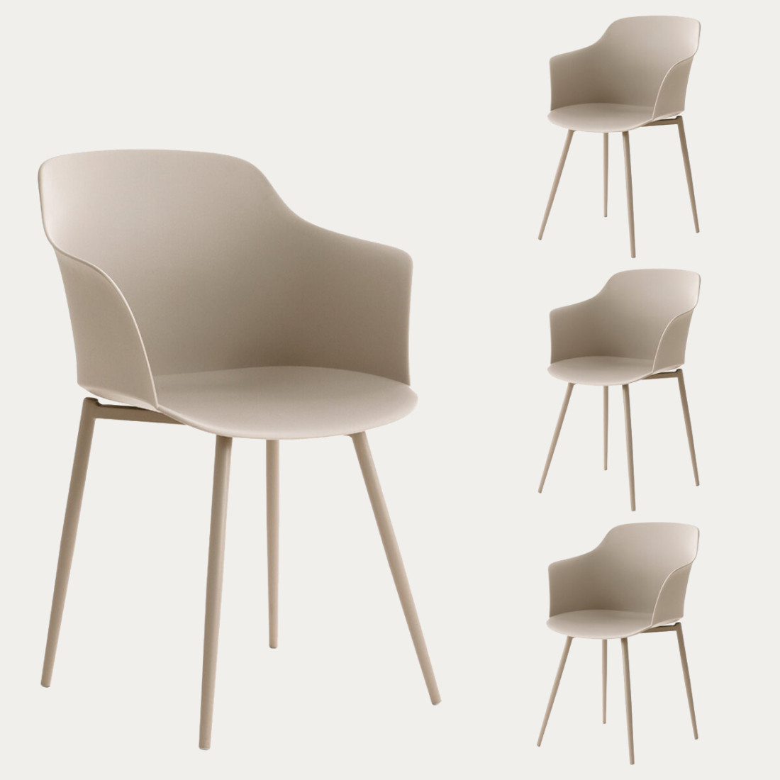 kenay home Pack 4 sillas polipropileno beige Gran oferta