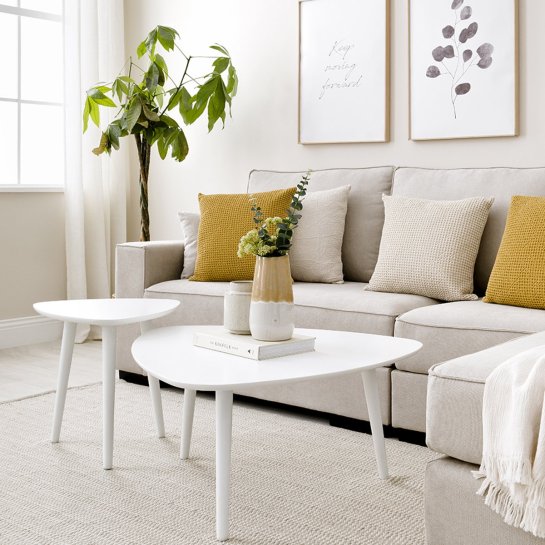 kenay home Mesa de centro triangular blanca 85 Envío gratis