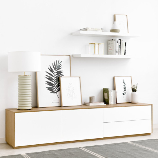 kenay home Mueble TV 200 blanco y roble Grandes descuentos