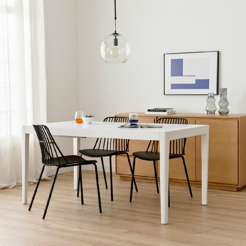 kenay home Mesa de comedor extensible rectangular blanca 160 ÚLTIMAS EDICIONES