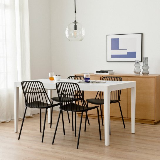 kenay home Mesa de comedor extensible rectangular blanca 160 ÚLTIMAS EDICIONES