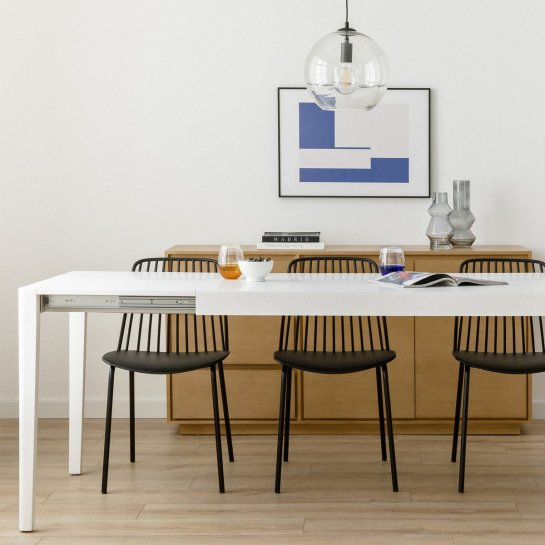 kenay home Mesa de comedor extensible rectangular blanca 160 ÚLTIMAS EDICIONES