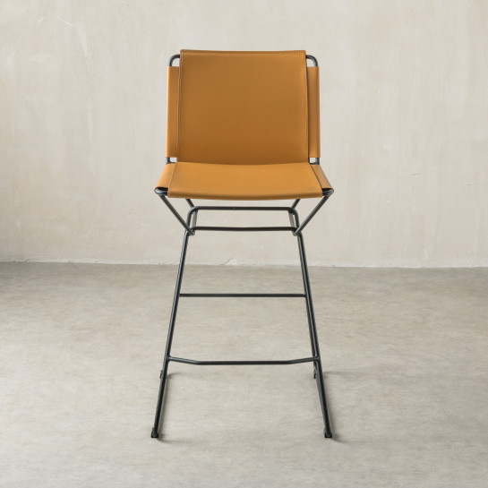 kenay home Taburete piel camel Grandes descuentos