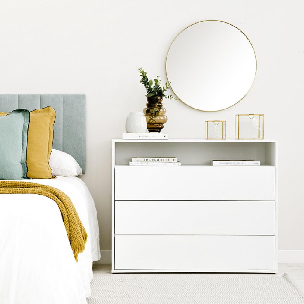 kenay home Cómoda blanca 3 cajones Rebajas de fin de temporada