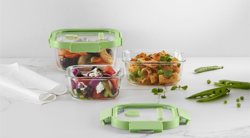 lékué Set 3 recipientes herméticos 100% de vidrio cuadrados En oferta