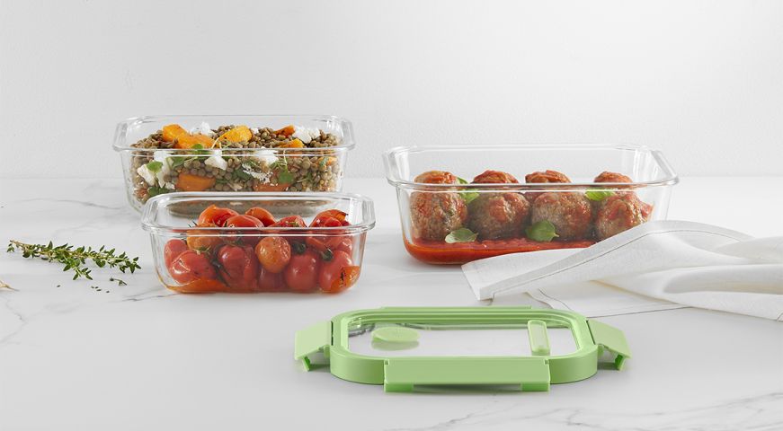 lékué Recipiente hermético 100% de vidrio 640 ml rectangular Outlet