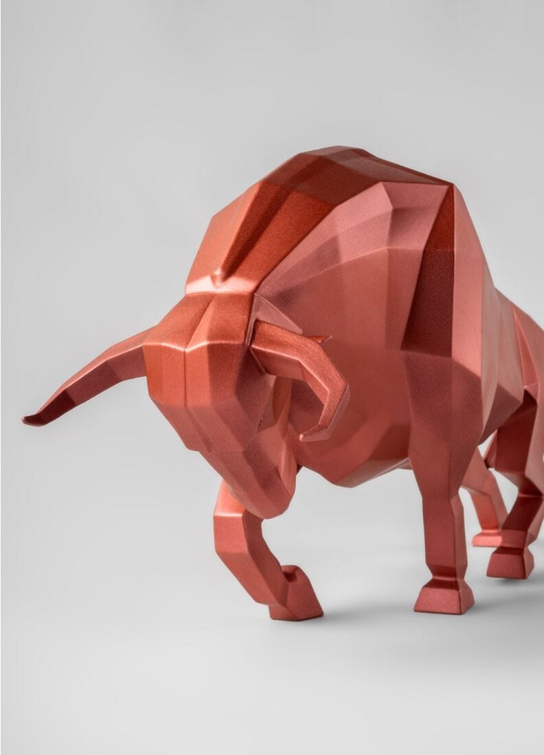 lladro Escultura Toro. Rojo metalizado Tienda de fábrica