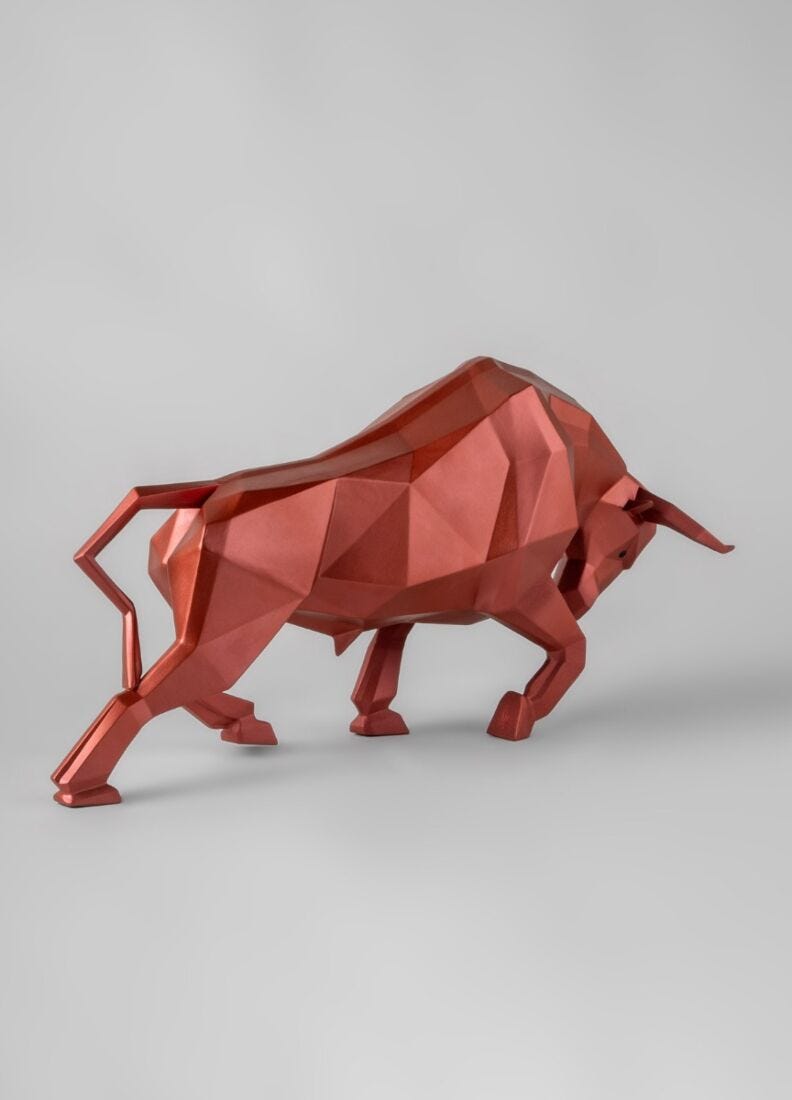 lladro Escultura Toro. Rojo metalizado Tienda de fábrica