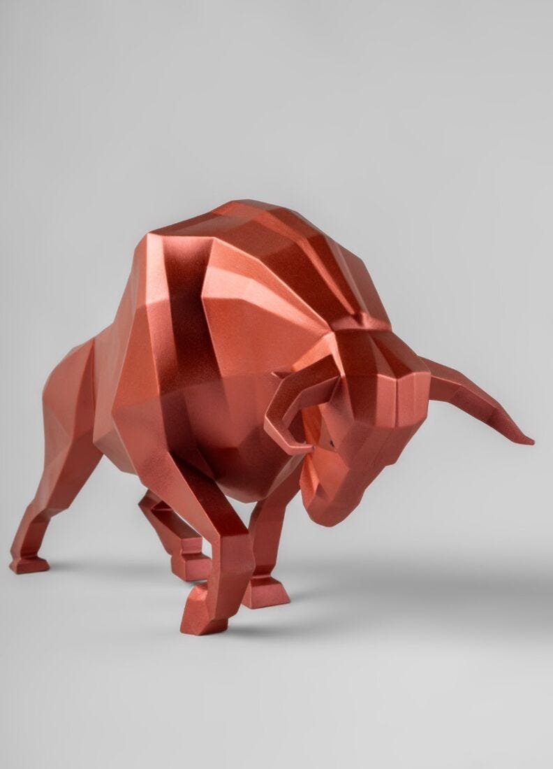 lladro Escultura Toro. Rojo metalizado Tienda de fábrica