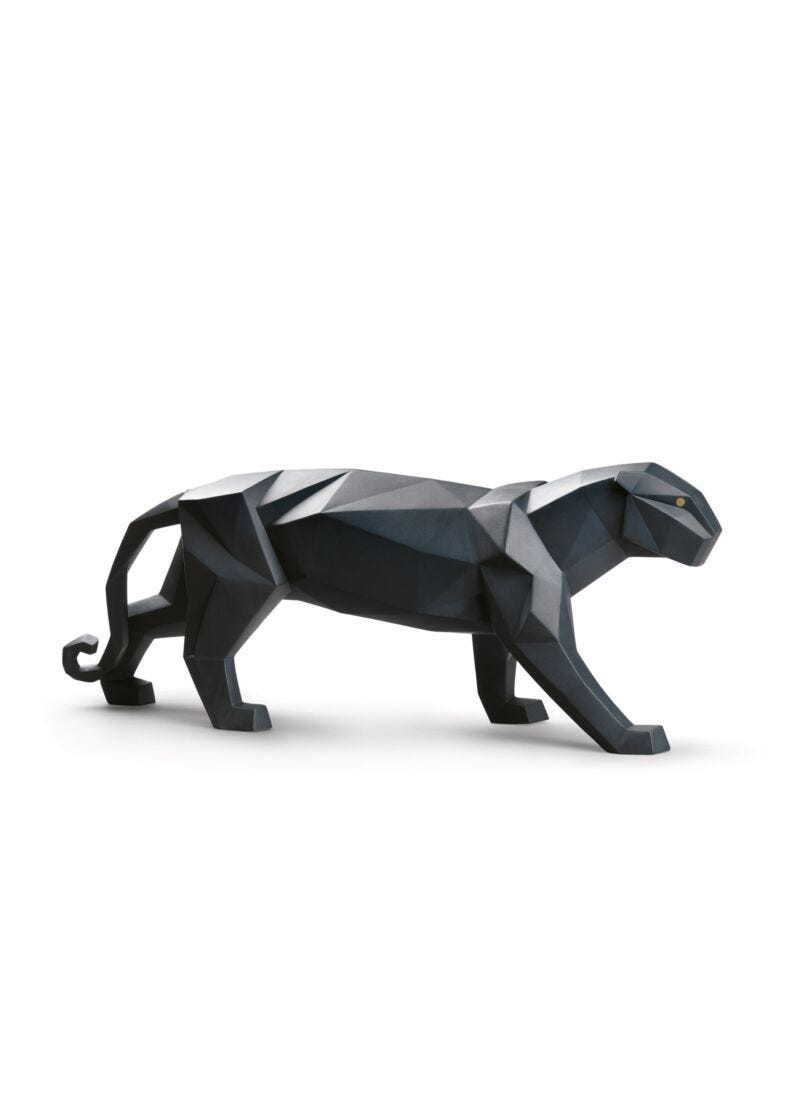 lladro Escultura Pantera. Negro mate