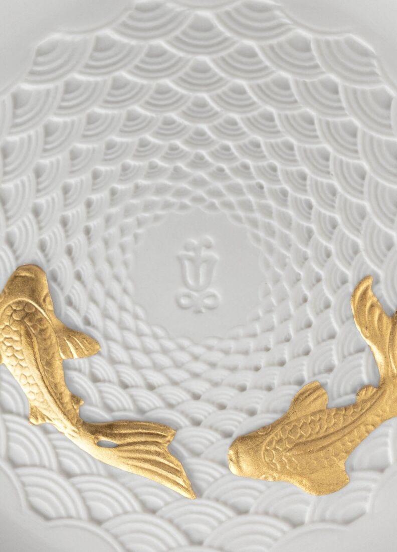 lladro Plato Koi. Lustre dorado Descuento
