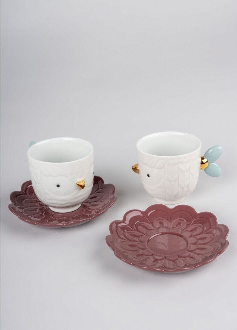lladro Set de 2 tazas y platos Kawki Oferta especial de fábrica