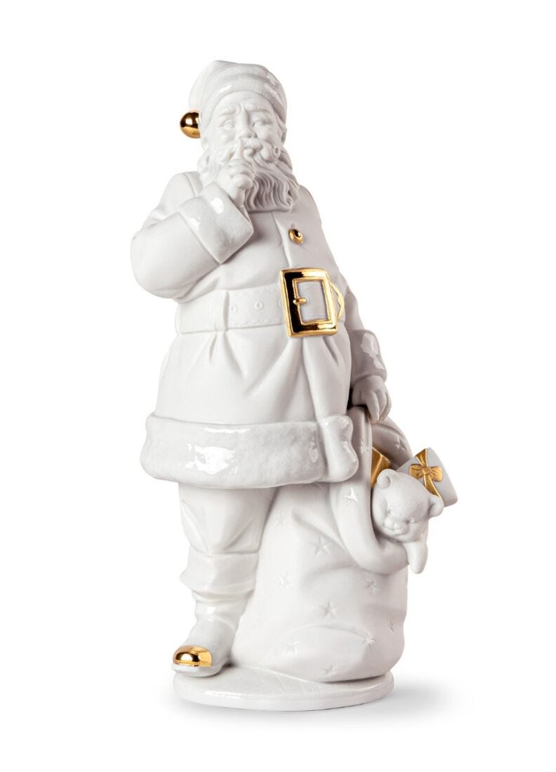 lladro Escultura Ha llegado Papá Noél. Blanco-oro Ofertas especiales