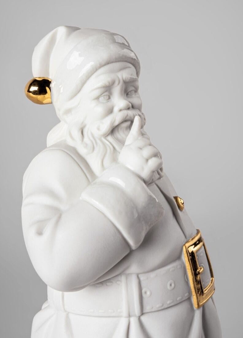 lladro Escultura Ha llegado Papá Noél. Blanco-oro Ofertas especiales