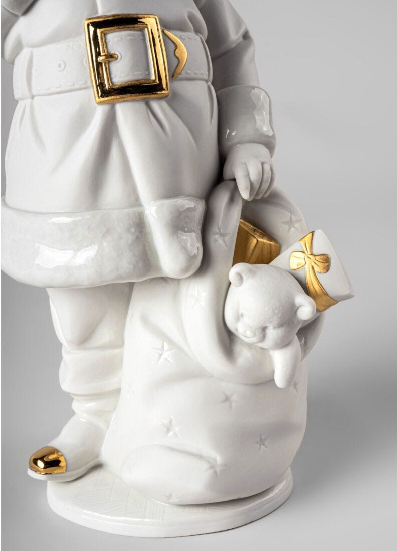 lladro Escultura Ha llegado Papá Noél. Blanco-oro Ofertas especiales