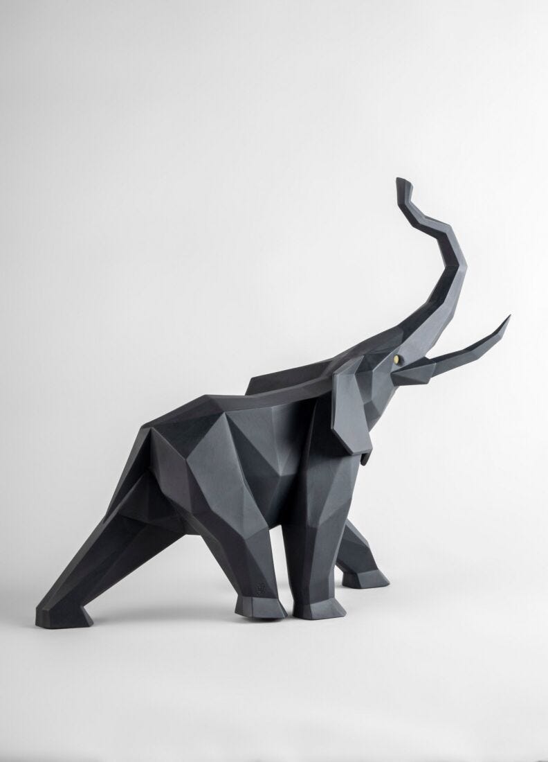 lladro Escultura Elefante. Negro mate Libre de impuestos
