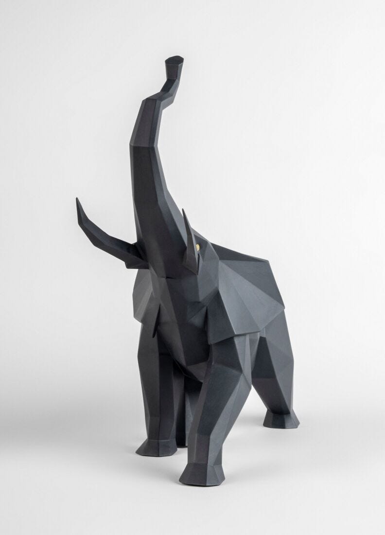 lladro Escultura Elefante. Negro mate Libre de impuestos