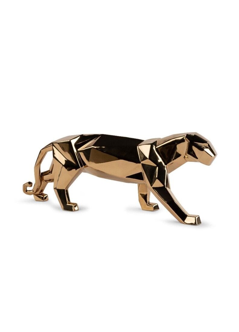lladro Escultura Pantera. Oro