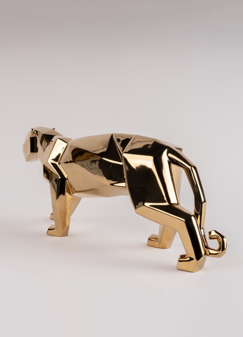lladro Escultura Pantera. Oro Oferta exclusiva