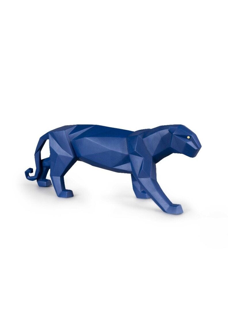 lladro Escultura Pantera. Azul mate