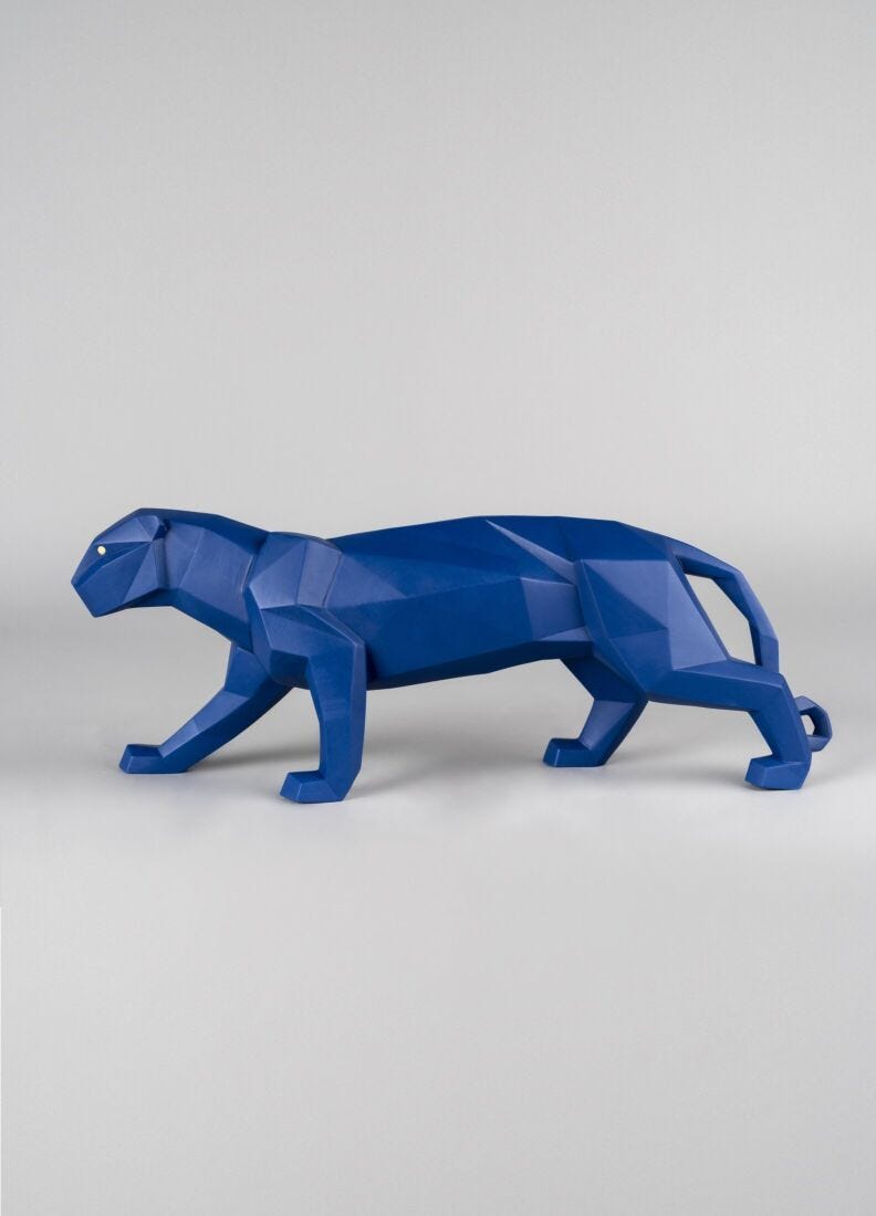 lladro Escultura Pantera. Azul mate Última moda