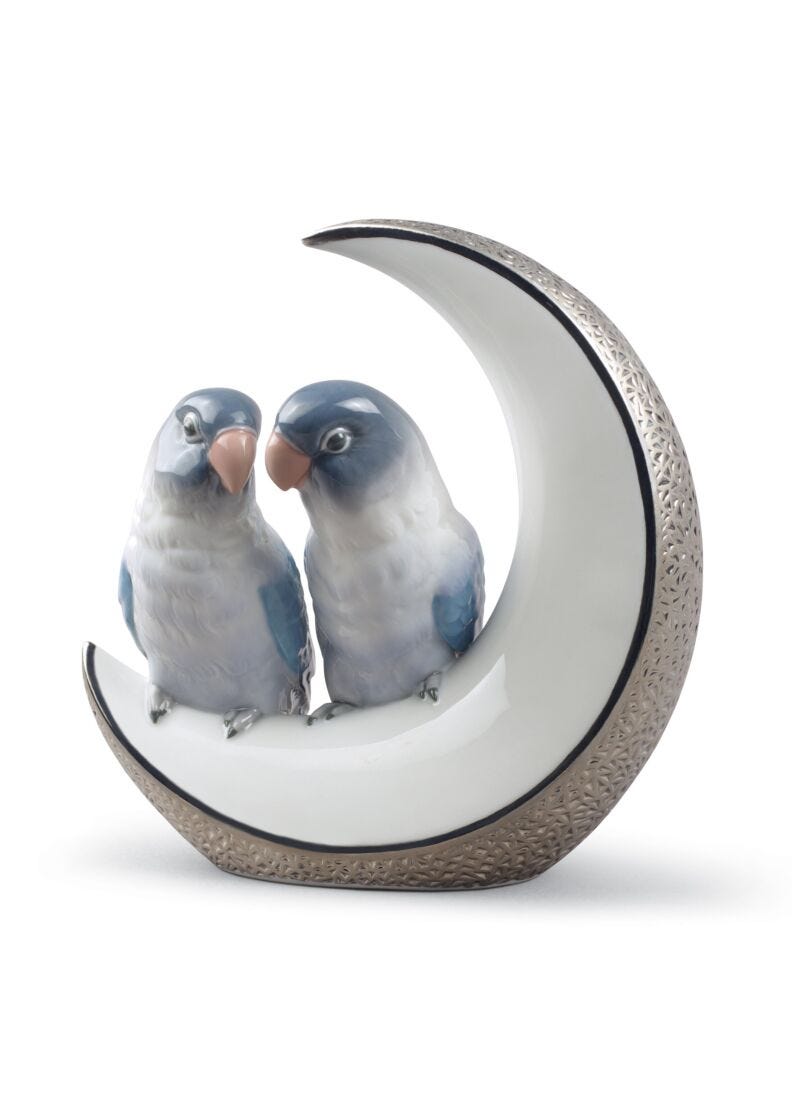 lladro Figura pájaros Llévame a la luna. Lustre plata Mejor oferta