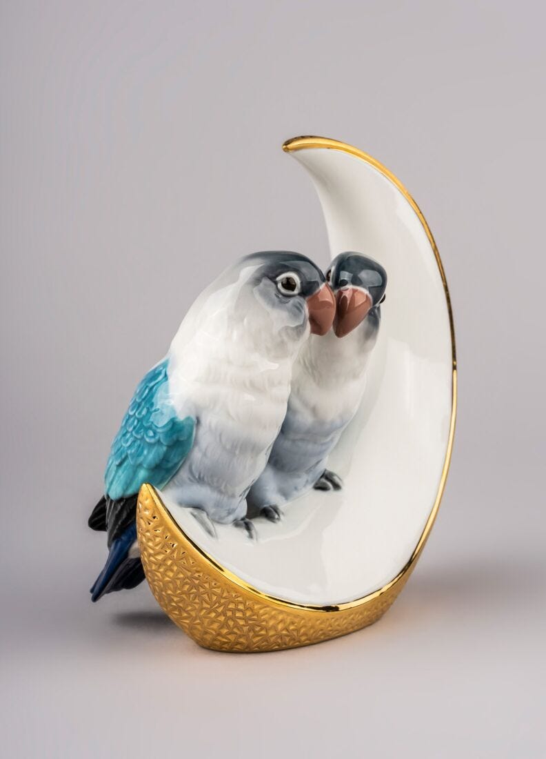lladro Figura pájaros Llévame a la luna. Lustre oro Rebajas online
