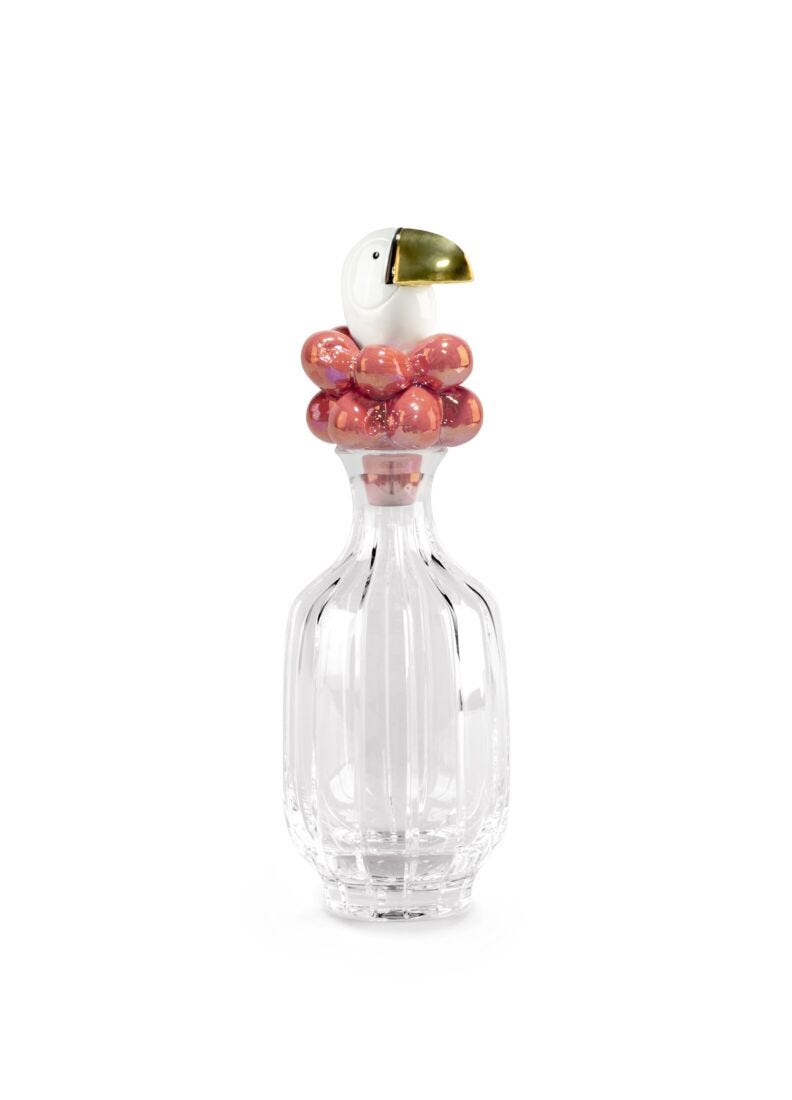 lladro Botella de cristal Tucán. Lustre dorado