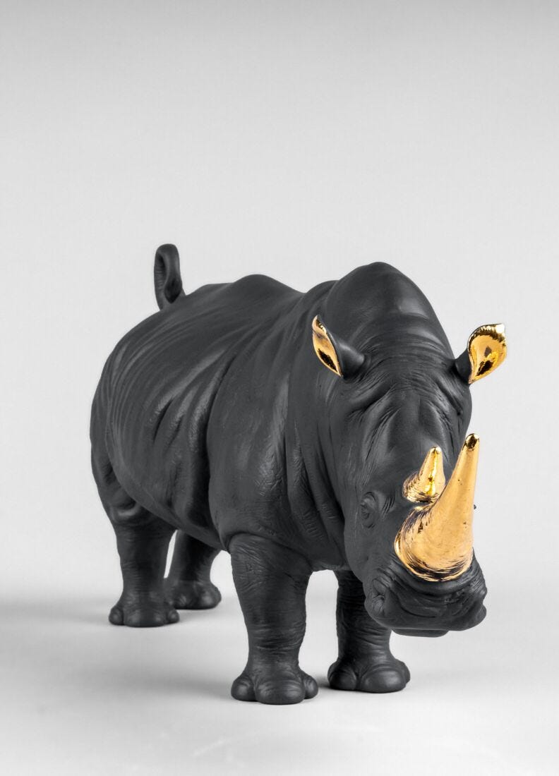 lladro Escultura Rinoceronte. Negro-dorado. Serie Limitada Promoción trimestral