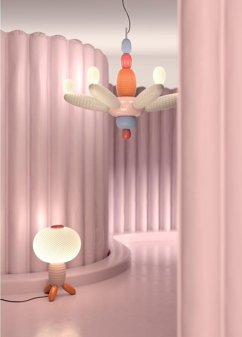 lladro Lámpara de mesa Soft Blown. Rosa (CE) Limitado a 3 días