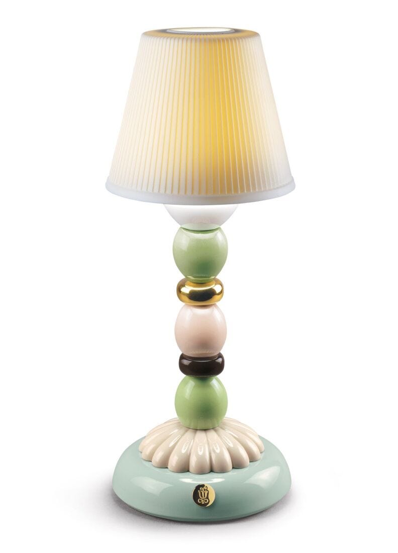 lladro Lámpara de mesa Firefly Palm otoño dorado. Verde y azul