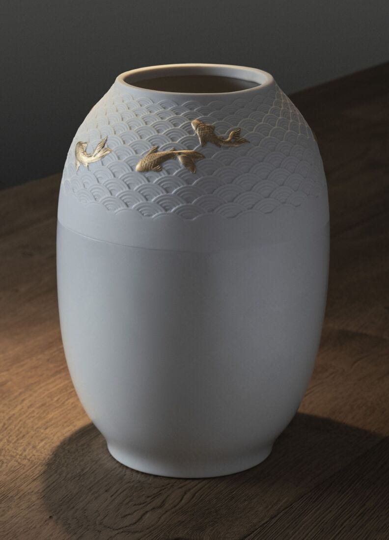 lladro Jarrón Koi. Lustre oro Ofertas