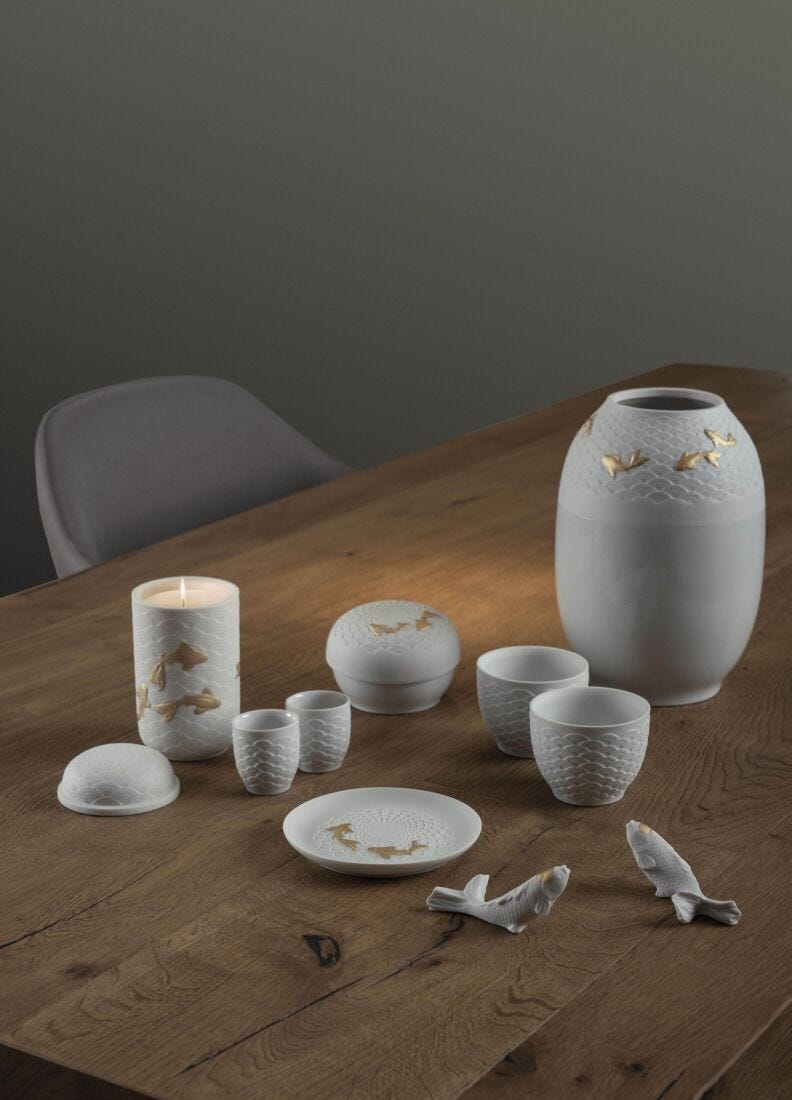 lladro Jarrón Koi. Lustre oro Ofertas