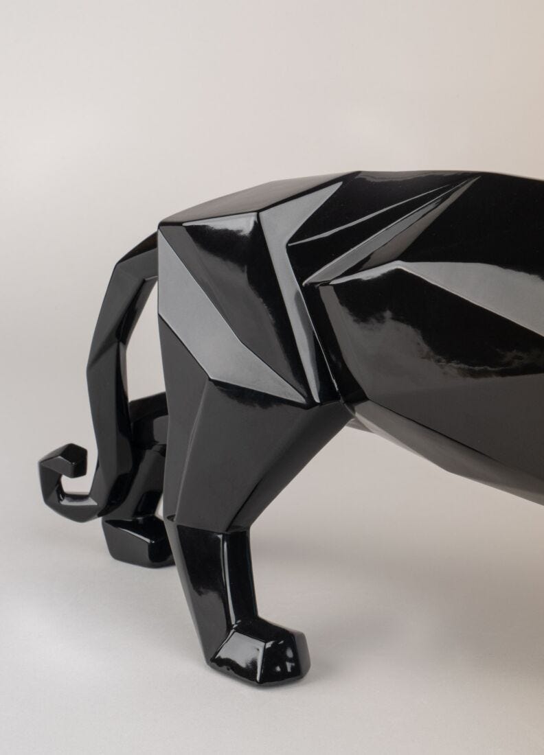 lladro Escultura Pantera. Negro brillo Rebajas online