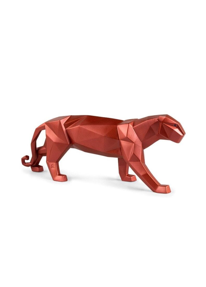 lladro Escultura Pantera. Rojo metalizado