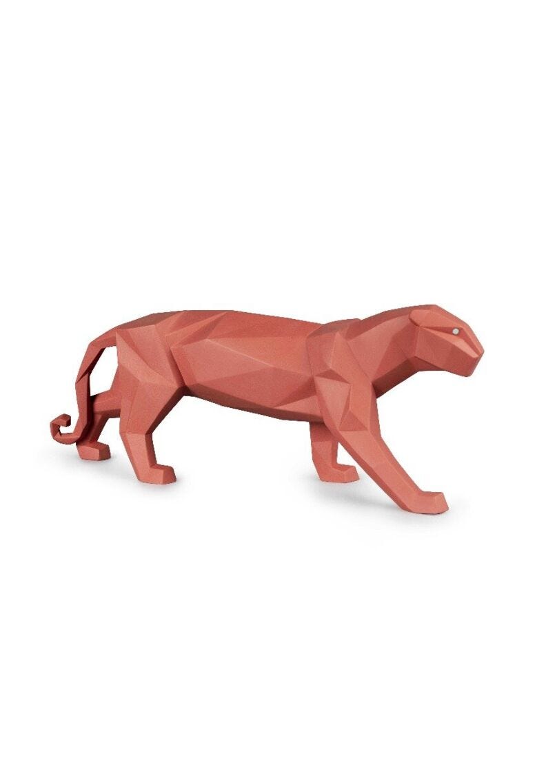 lladro Escultura Pantera. Coral mate