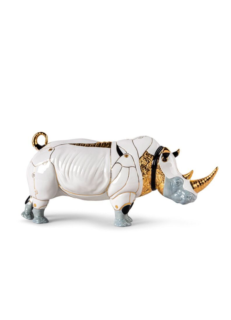 lladro Escultura Rinoceronte Cyborg