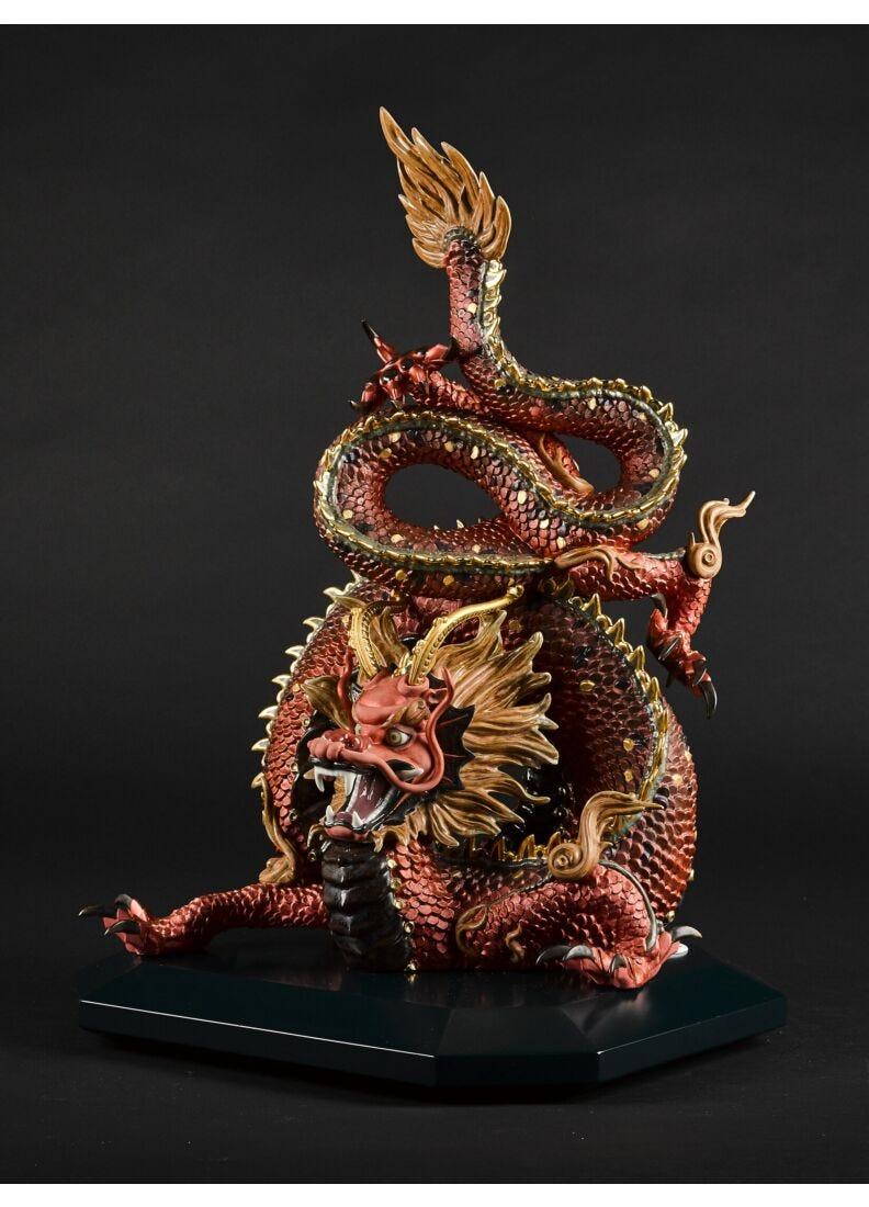 lladro Escultura Dragón protector. Lustre oro y rojo. Serie limitada Grandes ahorros