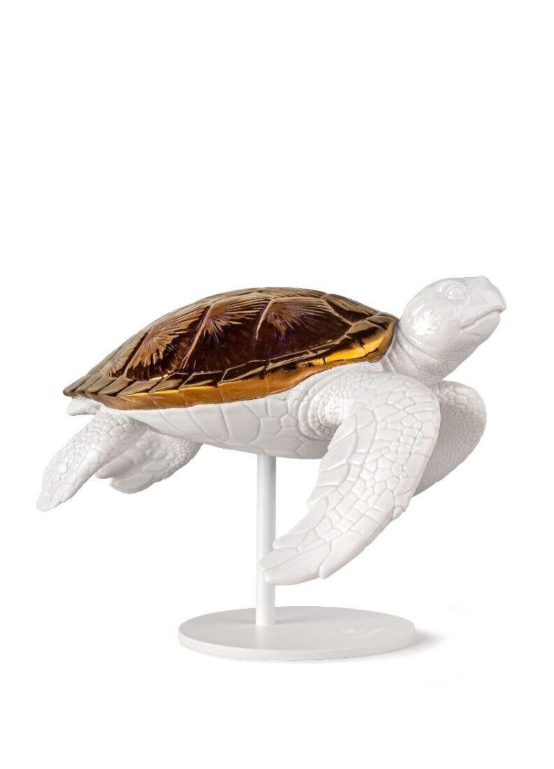 lladro Escultura Tortuga marina II (blanco – cobre) ÚLTIMAS EDICIONES